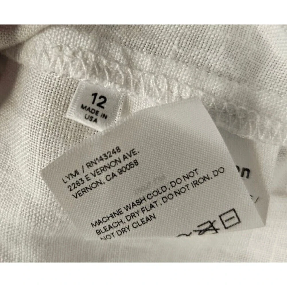 Reformation Mia Linen Top White Cutout Puff Slevee Size 12